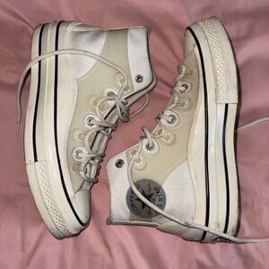 Converse High-Top Sneakers in Cream and White